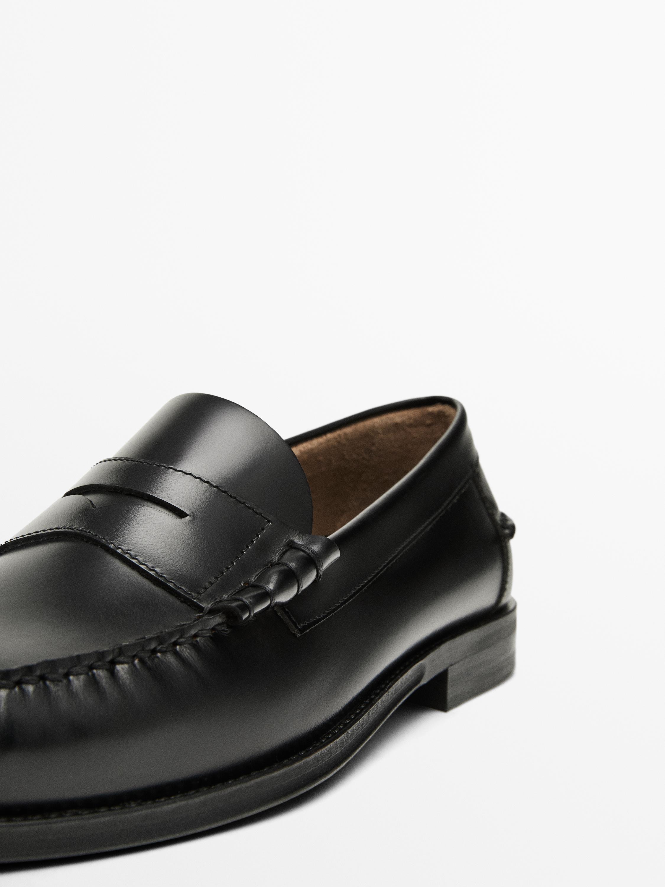 Leather loafers with penny strap
